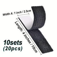 20pcs Hook Loop Tape Adhesive Back Strength Fastener Heavy Duty