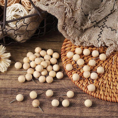 35pcs Wooden Push Pins Thumb Tacks Round Head Map Pins Boho Office Supplies