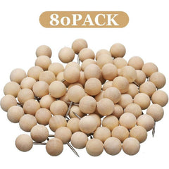 35pcs Wooden Push Pins Thumb Tacks Round Head Map Pins Boho Office Supplies