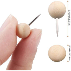 35pcs Wooden Push Pins Thumb Tacks Round Head Map Pins Boho Office Supplies