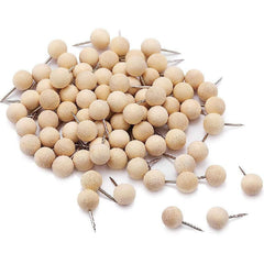 35pcs Wooden Push Pins Thumb Tacks Round Head Map Pins Boho Office Supplies