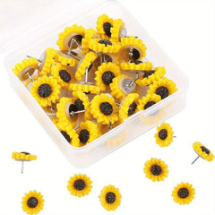 Sunflower Push Pins - 20 Packs Thumb Tacks, Decorative Cork Board Photo Wall Map