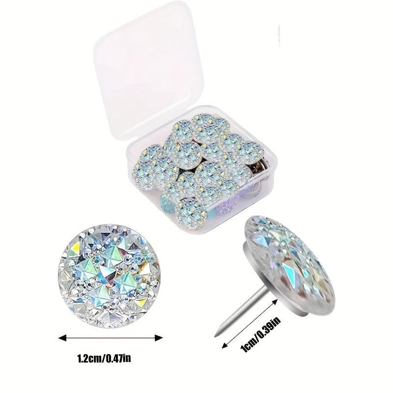 30pcs Round Flashing Crystal Head Map Pins for Decoration Home Office Classroom