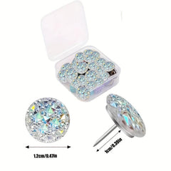 30pcs Round Flashing Crystal Head Map Pins for Decoration Home Office Classroom