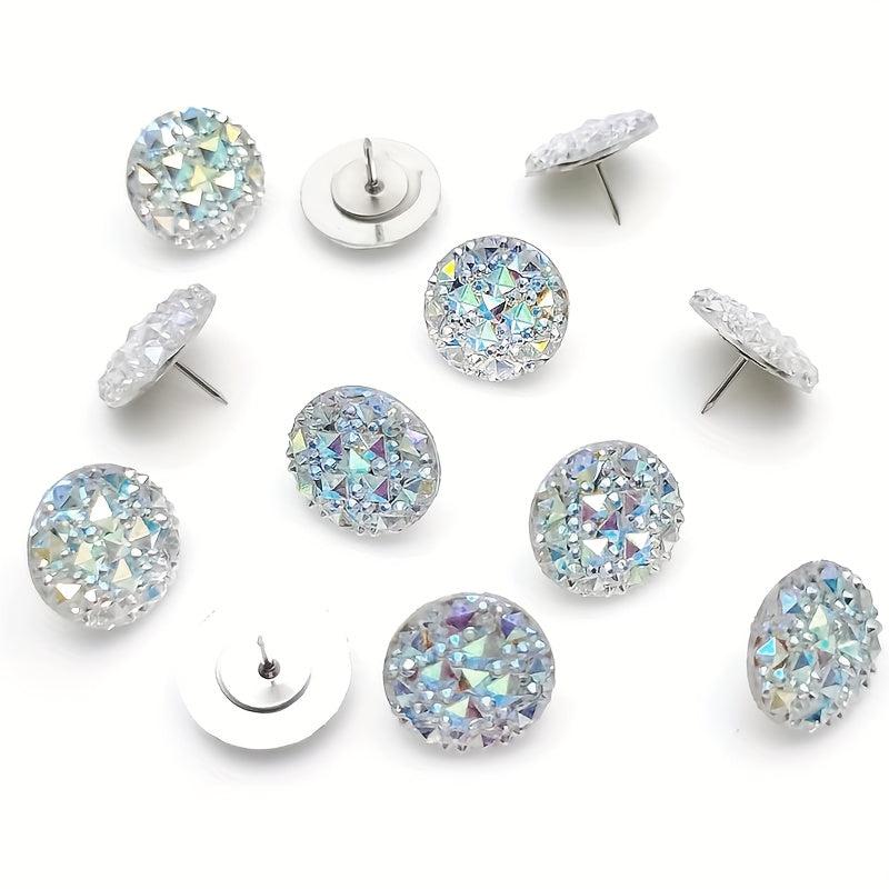 30pcs Round Flashing Crystal Head Map Pins for Decoration Home Office Classroom