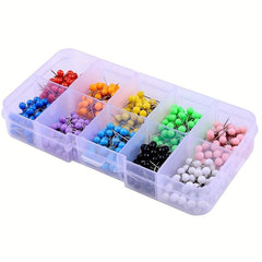 600 PCS Push Pins Map Tacks Round Head 10 Colors in Container