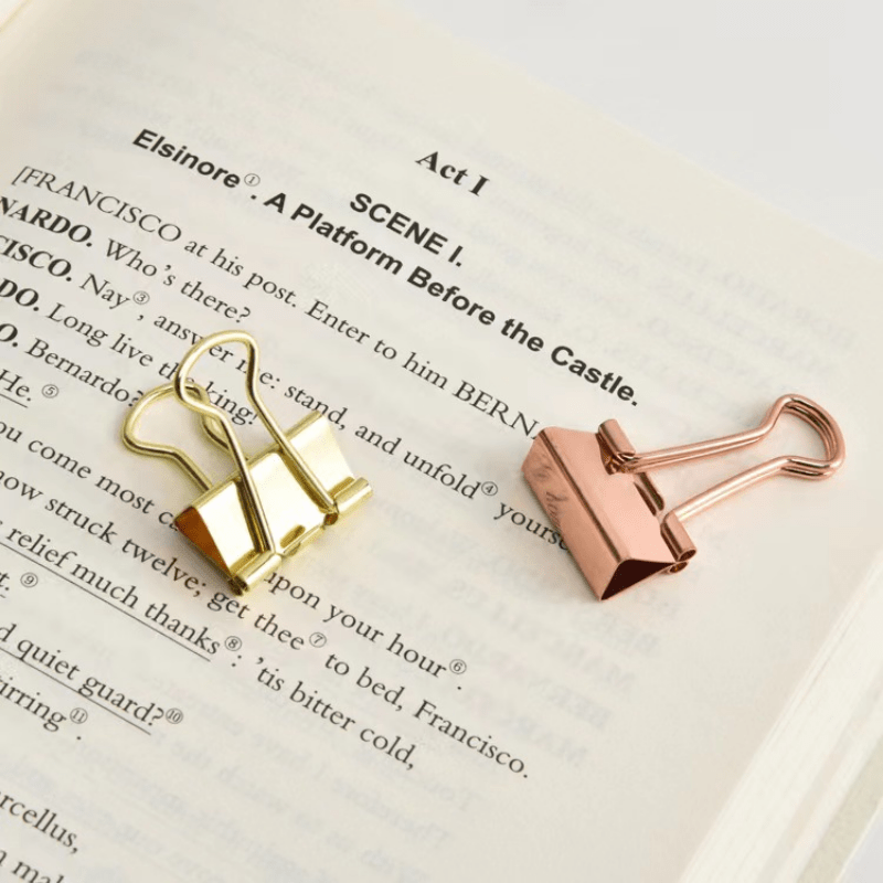 10pcs 19mm Golden Swallowtail Clip, Office Stationery Ticket File Folder