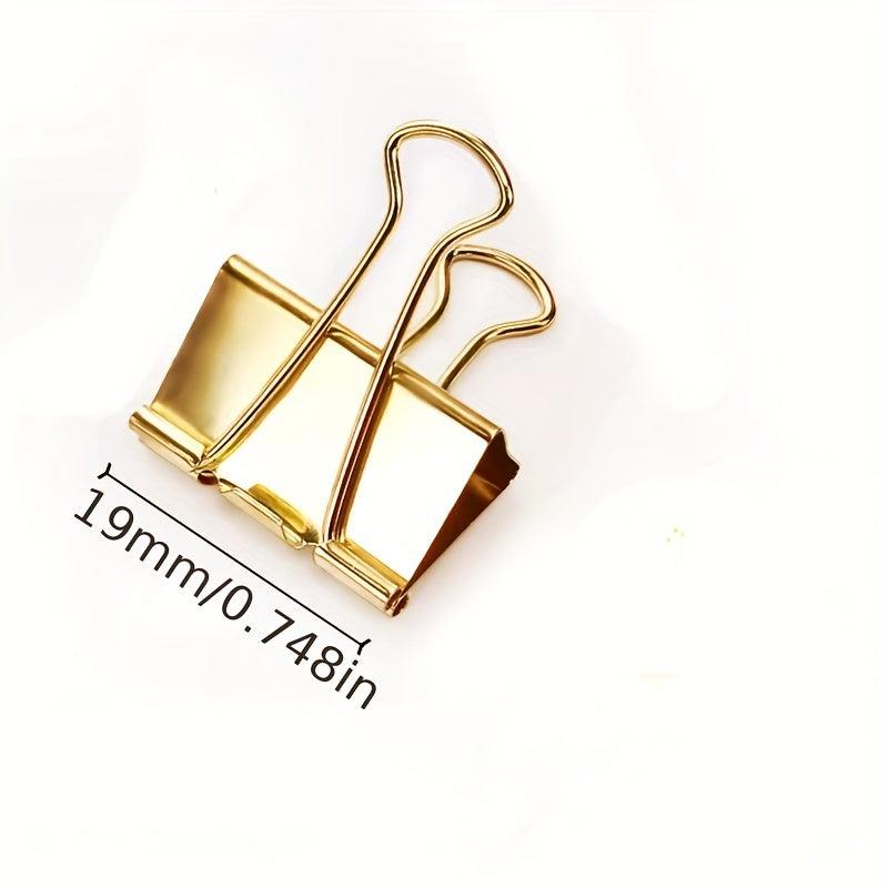 10pcs 19mm Golden Swallowtail Clip, Office Stationery Ticket File Folder