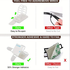 20pcs Adhesive Cable Management Clips with Adjustable Nylon Strap