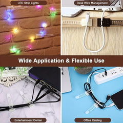 20pcs Adhesive Cable Management Clips with Adjustable Nylon Strap
