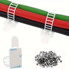 20pcs Adhesive Cable Management Clips with Adjustable Nylon Strap