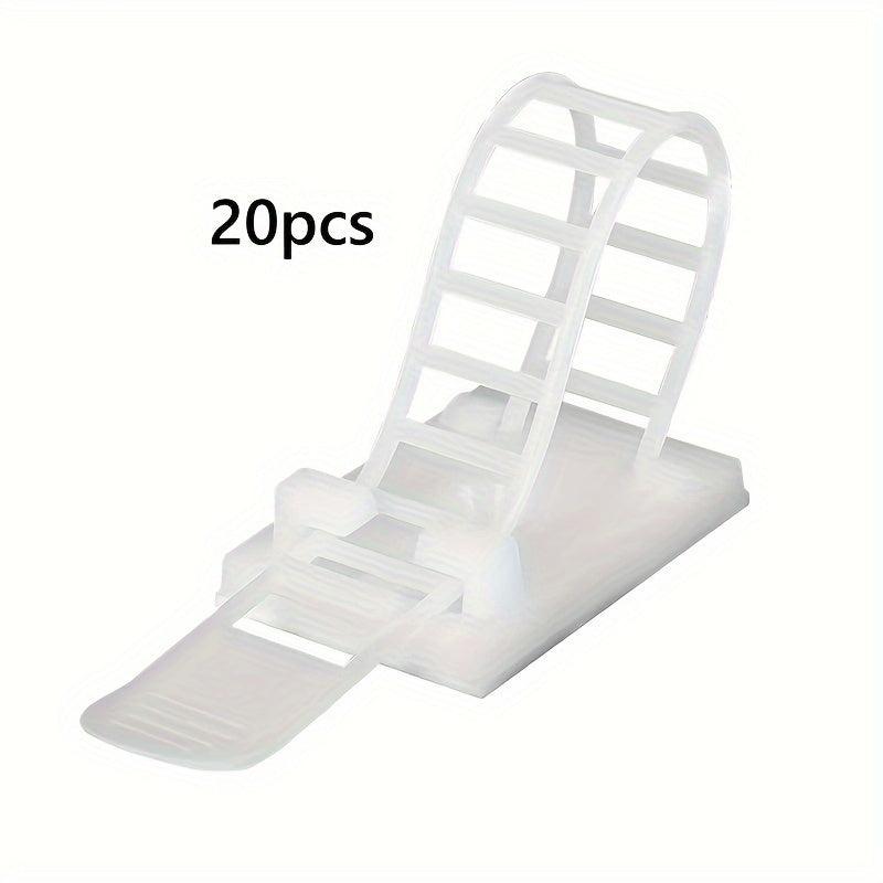 20pcs Adhesive Cable Management Clips with Adjustable Nylon Strap