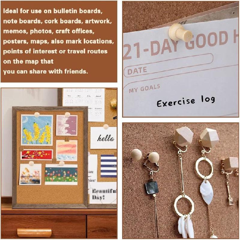 114pcs Wooden Push Pins Decorative Thumb Tacks Wood Map Tacks Marking Pin