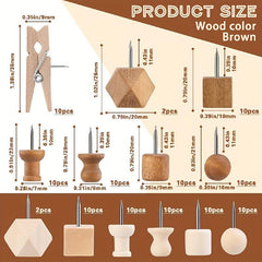 114pcs Wooden Push Pins Decorative Thumb Tacks Wood Map Tacks Marking Pin
