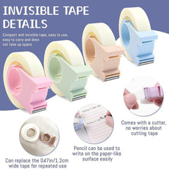Invisible Tape Set with Mini Dispenser - Portable Repair Tape for Office School