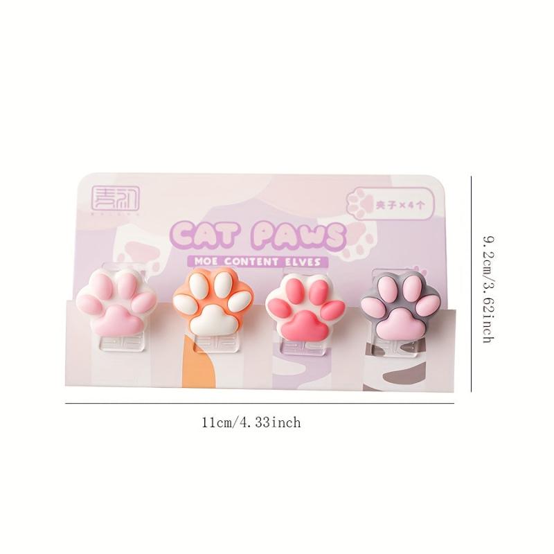 4pcs Cat Paw Binder Message Small Binder For Organization