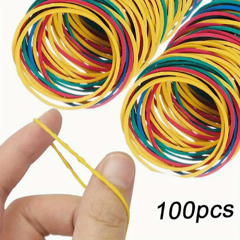 Colored Rubber Bands 38mm Dia. 100-200 Pcs Office School Elastic Bands