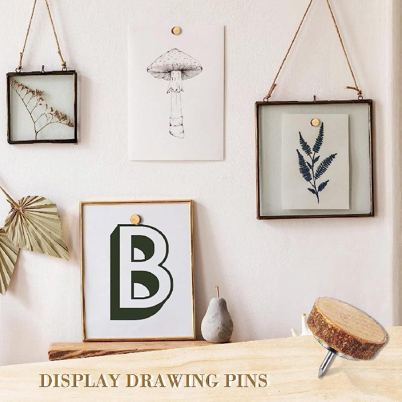 80pcs Wood Push Pins Decorative Thumb Tacks for Cork Boards and Maps