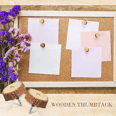 80pcs Wood Push Pins Decorative Thumb Tacks for Cork Boards and Maps