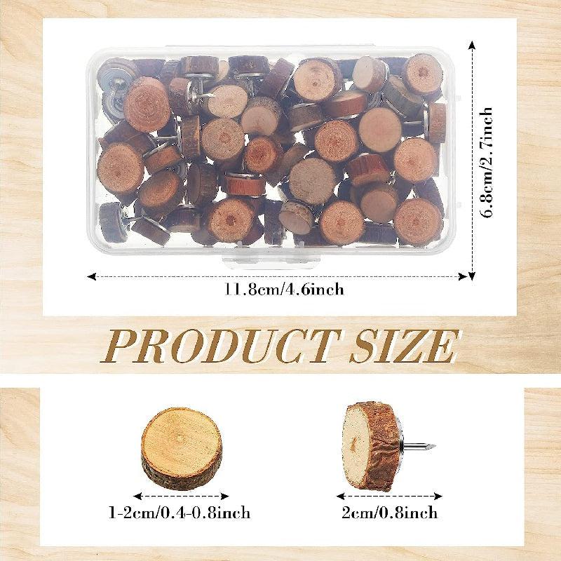 80pcs Wood Push Pins Decorative Thumb Tacks for Cork Boards and Maps