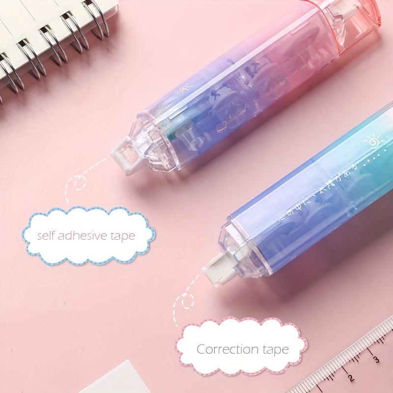 2-in-1 Correction Tape & Double Sided Tape Runner, Permanent Adhesive Dots Roll