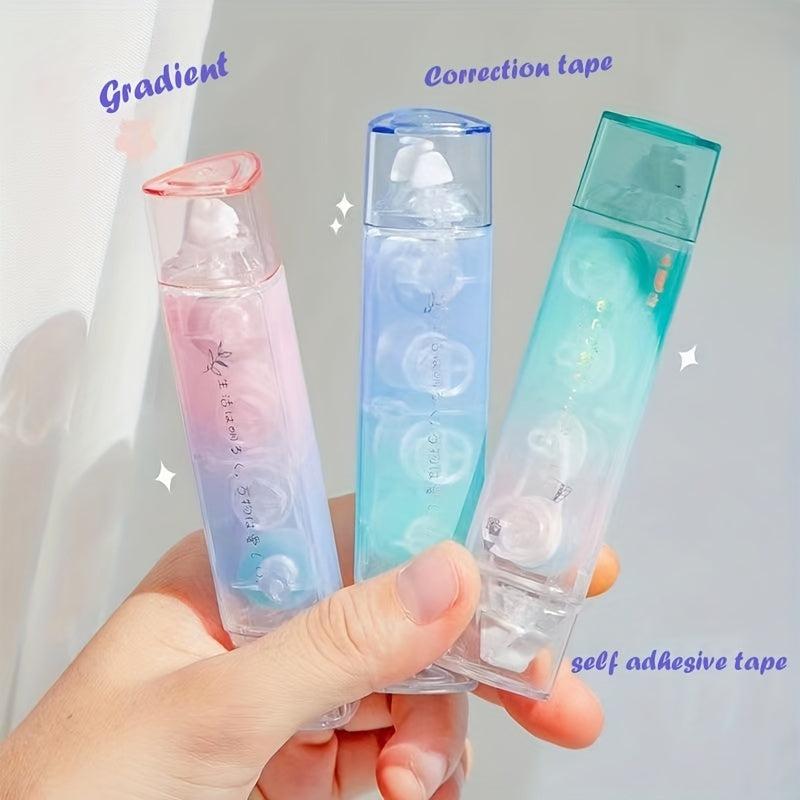 2-in-1 Correction Tape & Double Sided Tape Runner, Permanent Adhesive Dots Roll