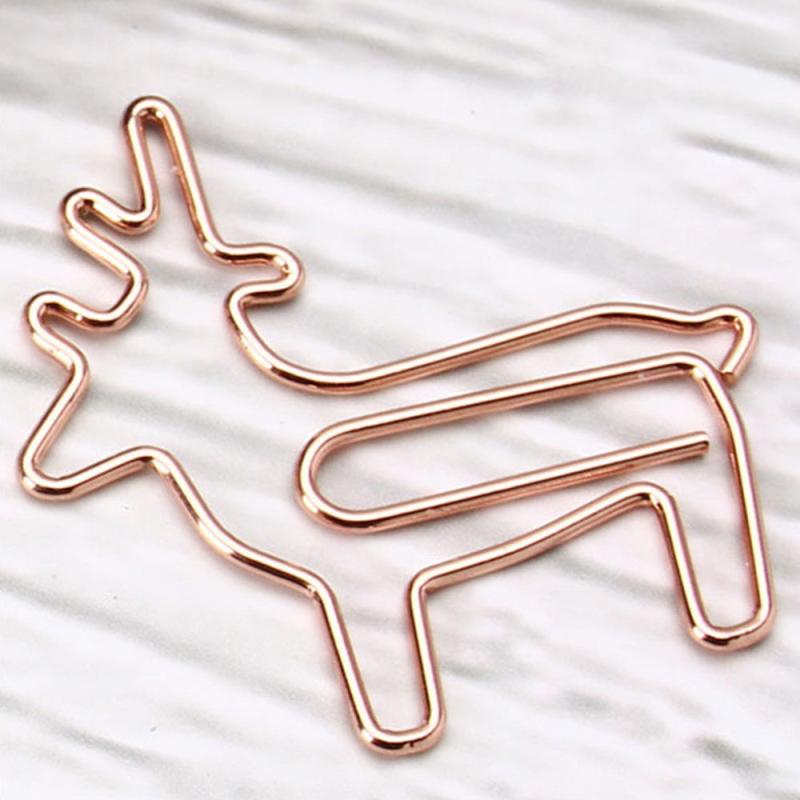 10pcs Animal Paper Clips Rose Golden Bookmark Bill Organization