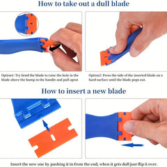 2pcs Plastic Razor Blade Scraper Tool with 20 PCS Blades for Removing Labels