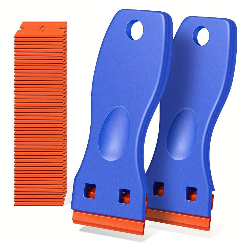 2pcs Plastic Razor Blade Scraper Tool with 20 PCS Blades for Removing Labels