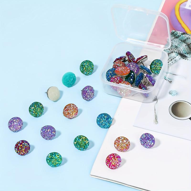30pcs Diamond Push Pins Glitter Rhinestone Decorative Thumb Tacks