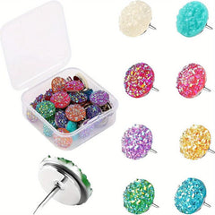 30pcs Diamond Push Pins Glitter Rhinestone Decorative Thumb Tacks