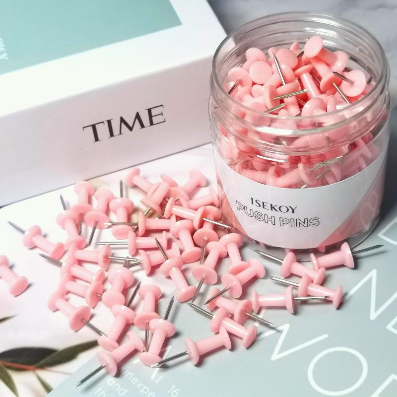 100 Pink Push Pins Thumb Tacks for Bulletin Board Office Desk Decor