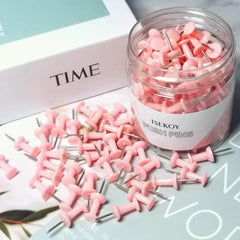 100 Pink Push Pins Thumb Tacks for Bulletin Board Office Desk Decor