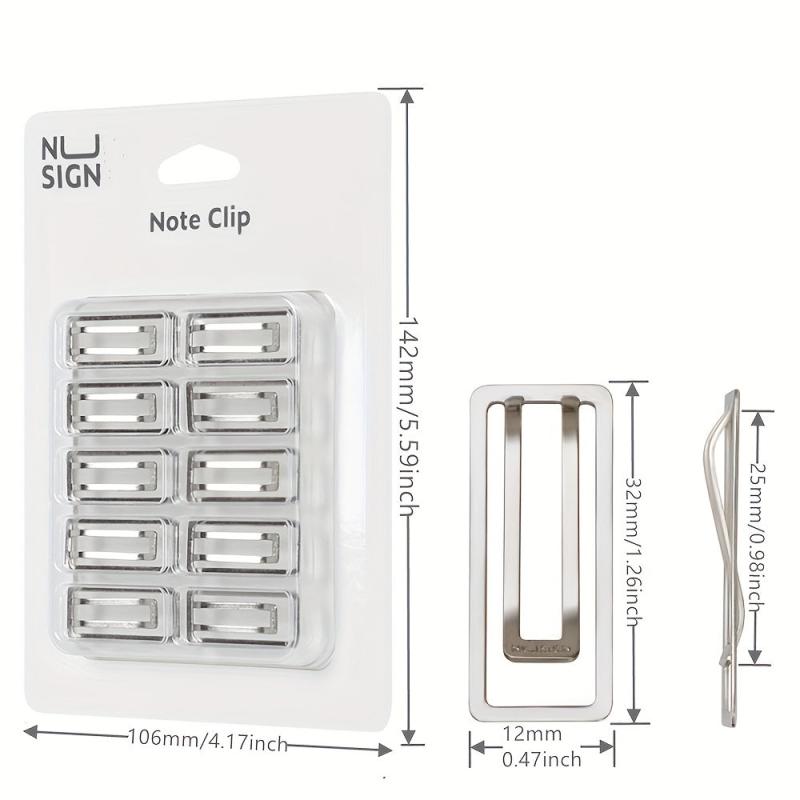 10pcs Silver Metal File Clips for Document Binding & Note Taking