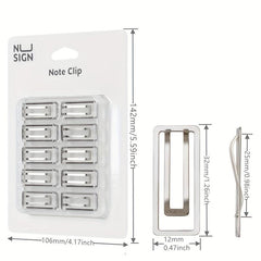 10pcs Silver Metal File Clips for Document Binding & Note Taking