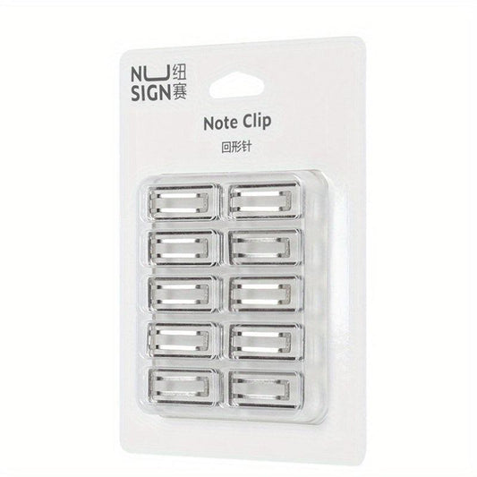 10pcs Silver Metal File Clips for Document Binding & Note Taking