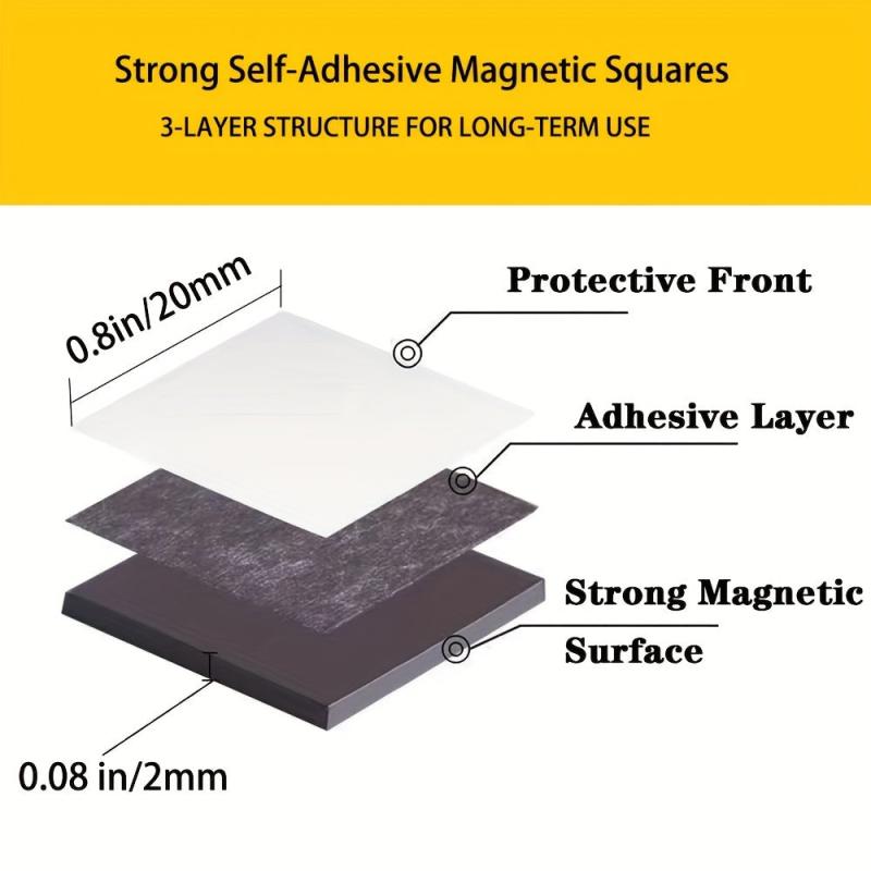 112pcs Adhesive Magnetic Squares Flexible Sticky Magnets Peel & Stick Sheets