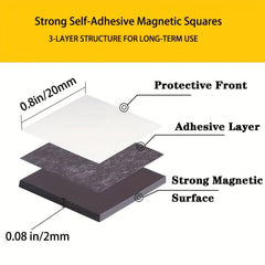 112pcs Adhesive Magnetic Squares Flexible Sticky Magnets Peel & Stick Sheets