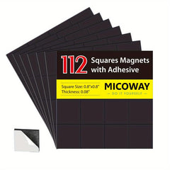 112pcs Adhesive Magnetic Squares Flexible Sticky Magnets Peel & Stick Sheets