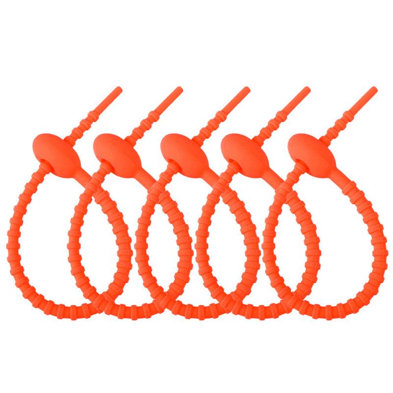 5PC Candy Silicone Cable Ties Self locking Binding Rope Data Cable Storage
