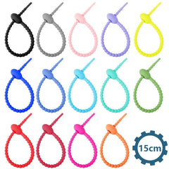 5PC Candy Silicone Cable Ties Self locking Binding Rope Data Cable Storage