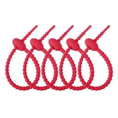 5PC Candy Silicone Cable Ties Self locking Binding Rope Data Cable Storage