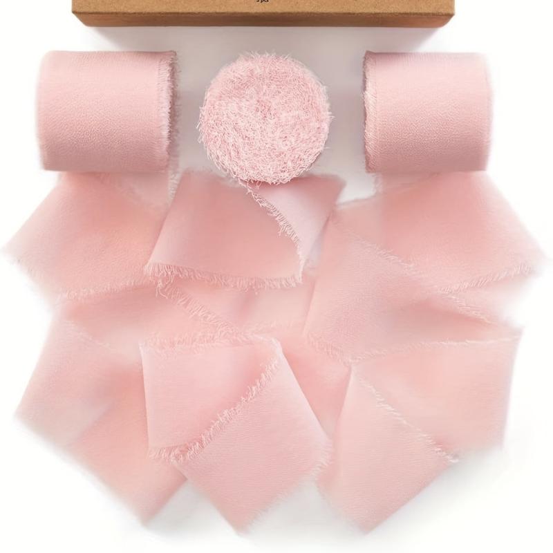 Pink Series 3 6 4m Chiffon Ribbon Tassel Wedding Bouquet Wrapping Bridal Gift