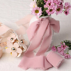 Pink Series 3 6 4m Chiffon Ribbon Tassel Wedding Bouquet Wrapping Bridal Gift