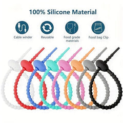 15pcs Candy Silicone Cable Ties Self-locking Binding Rope Data Cable Storage