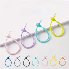 15pcs Candy Silicone Cable Ties Self-locking Binding Rope Data Cable Storage