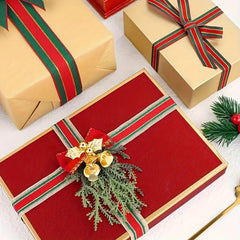 4pcs Christmas Gift Ribbon Set - 92m Total Length - Hot Stamp Decoration