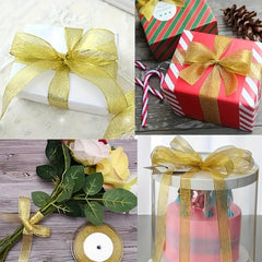 4pcs Christmas Gift Ribbon Set - 92m Total Length - Hot Stamp Decoration