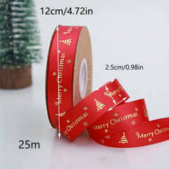 4pcs Christmas Gift Ribbon Set - 92m Total Length - Hot Stamp Decoration