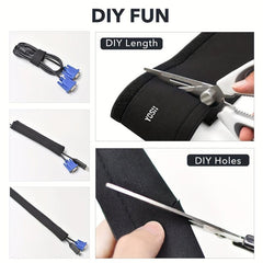 4Pcs Neoprene Zipper Cable Management Sleeve